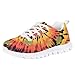 SYtrade Leaves Orange Tie Dye Girls' Trail Running Shoes Kids Fashion Athletic Casual Walking Shoes Flat Canvas Shoes
