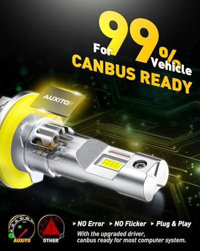 Image of AUXITO H11B LED Bulbs, 1000% Super Brighter 1:1 Mini Size with Cooling Fan, Truly Plug And Play, 60000Hr+ Long Lifespan, Pack of 2