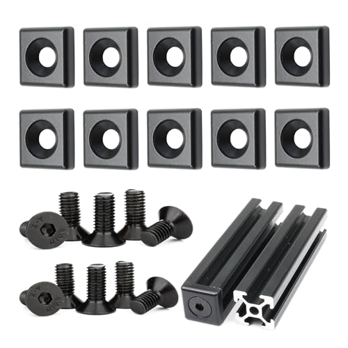 BLCCLOY 10Pcs 1010 2525 Aluminum Extrusion T Slot End Cap Bracket 10, 25 Series Extruded Hardware Cover with Screws for 10/10 1020 1 inch x 1 inch 1" Aluminum Profile Frame Fitting
