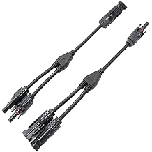 Solar Cable Y Distributor 1 to 2 Solar Panel Cable Waterproof 10AWG Y Branch Parallel Connector Plug Solar PV Cable MMF+FFM Male Female Plug Photovoltaic Cable 1 Pair 30cm/0.98ft