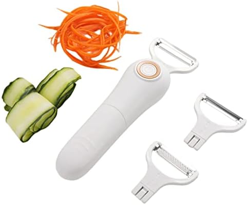 Electric Peeler Fruits and Vegetables, Stainless Steel Handheld Julienne Peeler Slicer 3-in-1 Set Tool for Kitchen Apple Carrot Potato Cucumber
