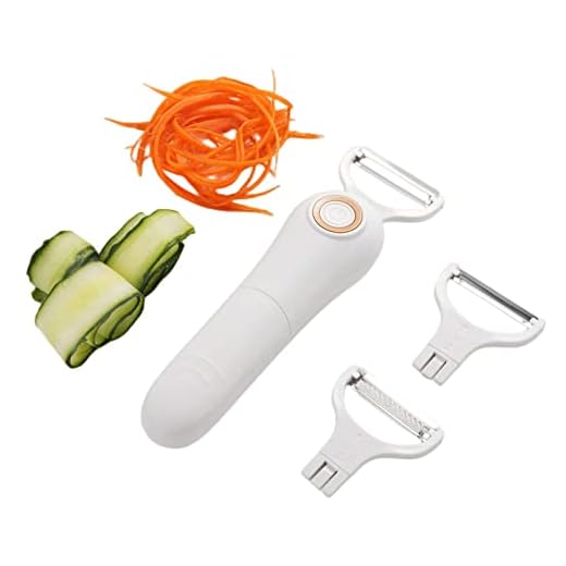 Pogay Electric Peeler Fruits and vegetables, Stainless Steel Handheld Julienne Peeler Slicer 3-in-1 Set Tool for Kitchen Apple Carrot Potato Cucumber