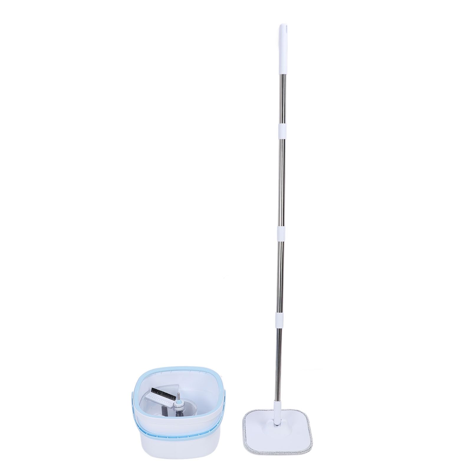 Fabater Juego de Fregona Giratoria y Cubo, de Agua Limpia y Sucia Autoseparante, Fregona Cuadrada Giratoria de 360 ​​Grados con de Microfibra Ajustable de Acero Inoxidable para el Hogar