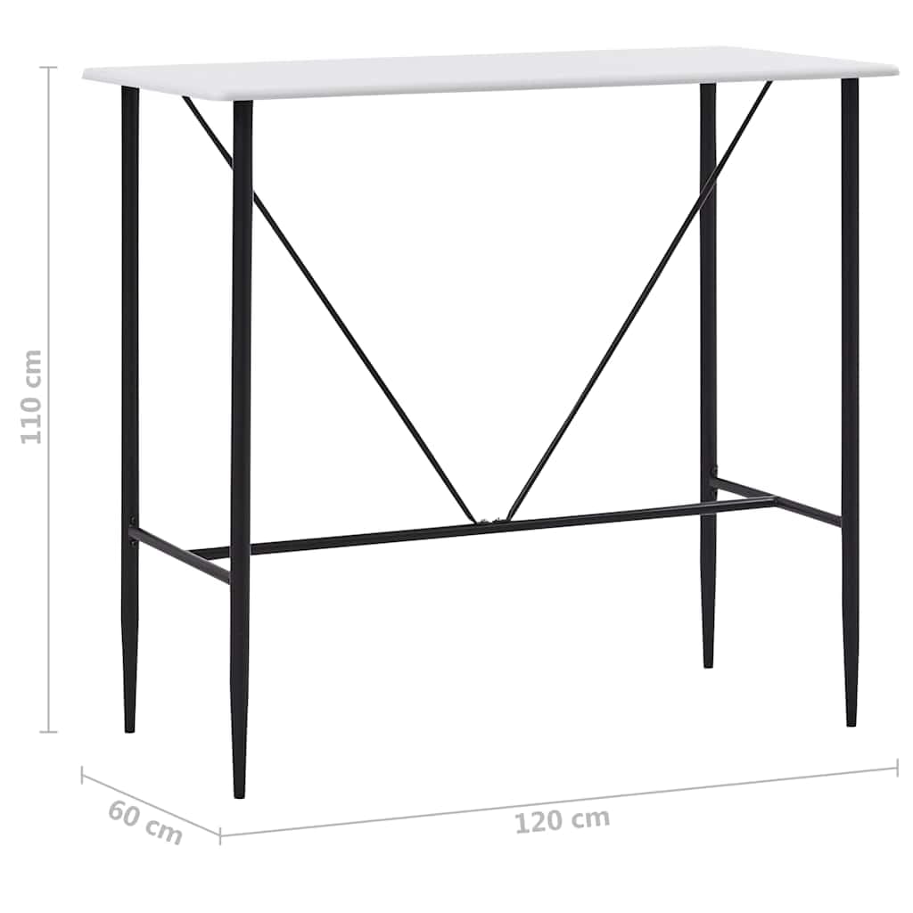 Tavolo da bar 120x60x110 cm MDF Bianco con gambe in acciaio
