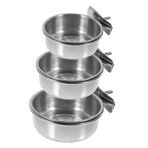 POPETPOP 3 Piezas Cuencos para de Acero Inoxidable Resistentes Cuencos Colgantes para Comida y Agua Diseño Duradero y Fácil de Limpiar para Jaulas de Aves Capacidad Grande para
