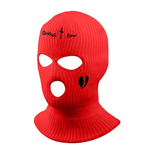 1 máscara de cara completa con 3 agujeros, cubierta de cara de punto de 3 agujeros, para invierno, unisex, cálido, para adultos y deportes al aire Rojo, Talla única