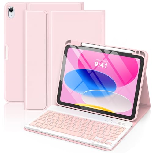 GAOJIE Tastatur Hülle für iPad A16 11 Generation 11 Zoll 2025/10 Generation 10,9 Zoll 2022, Schutzhülle mit Bleistifthal...