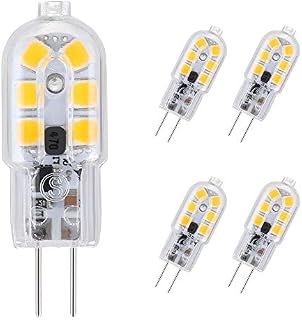 Vicloon G4 LED Light Bulbs, Warm White 2W 12V AC DC 3000K, No Flicker, 360° Beam Angle, 2W Equivalent 15W G4 Halogen Lamps with Frosted Cover - 5 Pack G4