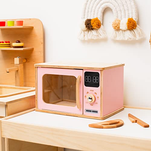 Wooden Kids Microwave Oven Montessori Furniture for Toddler Play Toy Microwave Wood Kids Playroom Natural Wooden Nursery Decor Birthday Baby Gift Neutral Room Kids Gift 2nd 3rd Birthday (Natural) - Image 7