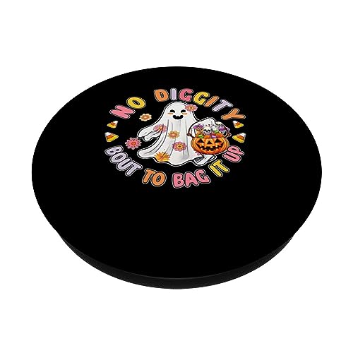 Diggity Bout To It Up Spooky No Bag Halloween Creepy PopSockets Swappable PopGrip, Black - Image 2