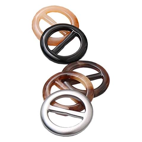 6Pcs 5cm/2inch Assorted Color Resin Round Scarf Buckle Waistband Neckerchief Clasp Silk Skinny Scarf T Shirt Blouse Clasp Clip Ring Wrap for Clothing Embellish Cover