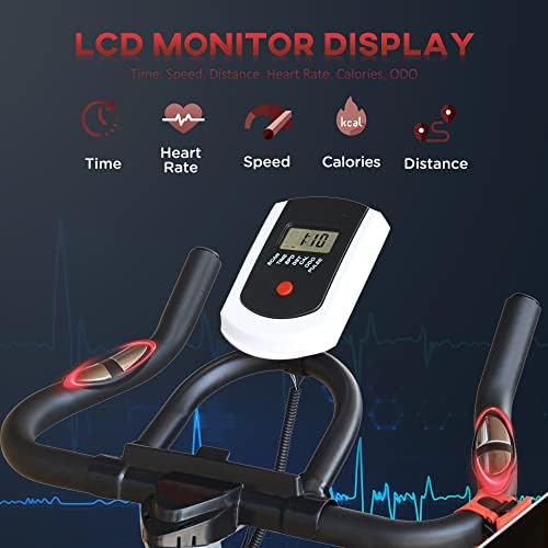 HOMCOM 8kg Flywheel Stationary Exercise Bike Racing Bicycle Home Fitness Trainer with Adjustable Resistance LCD Display Wheels Black