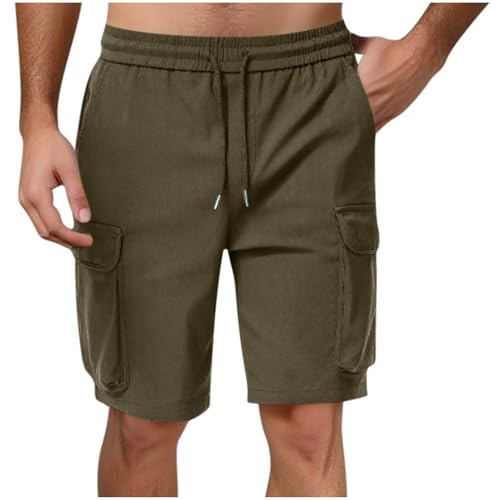Image of Men's Cargo Sweat Shorts Casual Drawstring Elastic Waist Athletic Workout Gym Jogger Shorts with Multi Pockets
