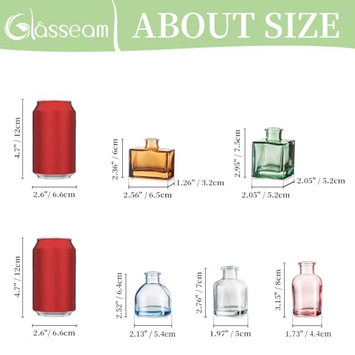 Glasseam Mini wazony na pąki do dekoracji stołu, 10 szt., kolorowy szklany mały wazon na kwiaty, przyjęcie, ślub, urodziny, kolację, centralne elementy