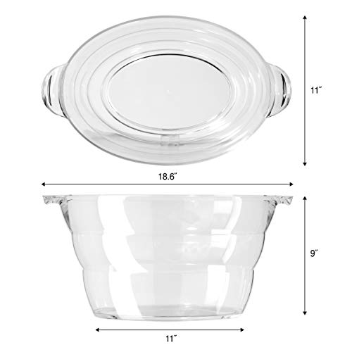 Oggi 7465 Acrylic Oval Party Tub - Clear Beverage Cooler W/Handles, Wine Cooler, Beer Chiller, Ideal Party Tubs For Drinks, Use Ice Tub thumb #5
