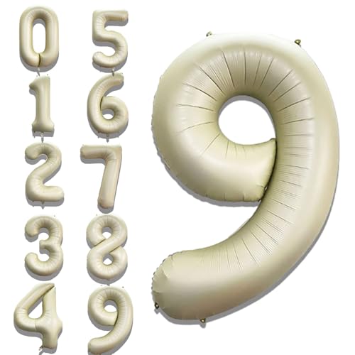 Image of Solid White 9 /Nine Number Foil Balloons 32 inch Birthday Party Decoration Helium Supported