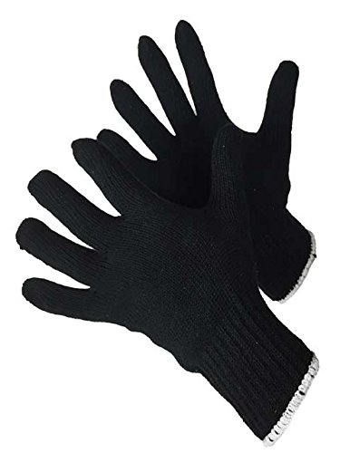 Elisanliving 72 Pairs Black Cotton Knit Gloves, 600G, Size