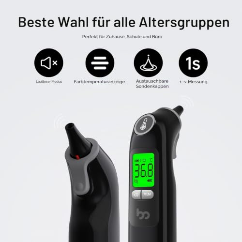 Ohrthermometer, Fieberthermometer Ohr für Baby Erwachsene, digitales Infrarot-Thermometer mit...