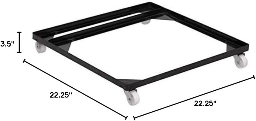 BOWERY HILL Stack Chair Dolly, Heavy Duty Steel Church Chair Transport Cart, Black Finish, 22.25 in W x 22.25 in D x 3.5 in H, Commercial Use for Banquet or Event Setup