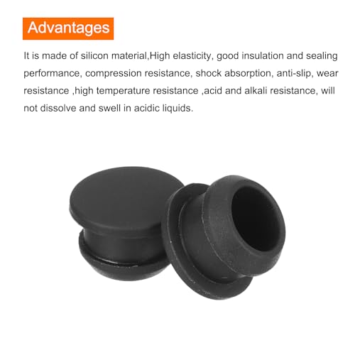 Image of MECCANIXITY Silicone Snap in Locking Hole Plugs,Rubber Panel Seal Cover Flush Type Panel Round for Kitchen Rubber Bulkheads Waterproof Sealing Plugs 11.5mm /0.45 Inch Diameter Black,Pack of 6