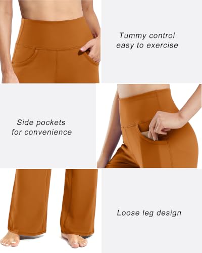 Image of Promover Wide Leg Pants for Woman Yoga Pants with Pockets Stretch