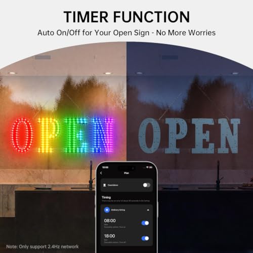 Image of OPEN Sign for Business, 30 inch x 10 inch LED Open Sign with 16 Million Colors, APP & Remote Control, Timer, 44 Flashing Modes, Adjustable Brightness & Speed, for Storefront Window or Glass Door
