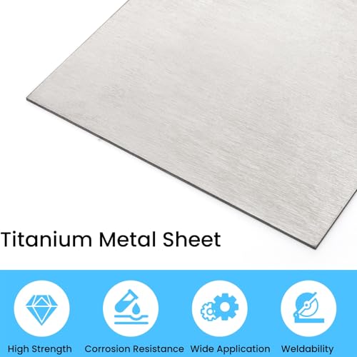 Image of Tlence 4 Pack Titanium Plate Sheets, 4 inch x 4'' x 0.04 inch Titanium Metal Sheet, 1mm Thick TA1 Alloy Plates for Metalwoking DIY Craft
