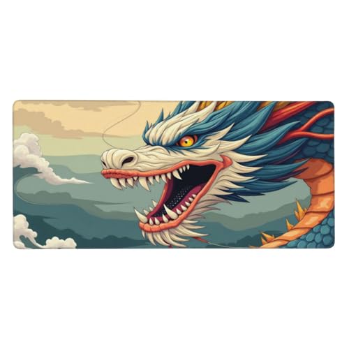 Tapis de souris pour ordinateur portable Dragon-X bleu sous-main de bureau 40x90 cm