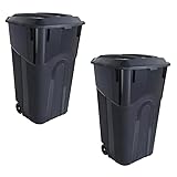2 PCS 32 Gallon Heavy Duty Plastic Garbage Cans Trash Cans...