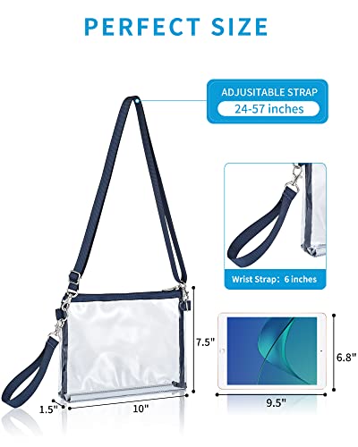 Bagenius Clear Purse Stadium Approved for Women, Transparent Clear Bag with Removable Straps for Work Festival Sporting Events and Concert - Navy - Thumbnail 2