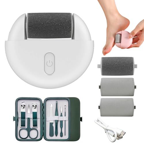 Lima Electrica Pies Durezas,Eléctrica para Pies Removedor de Durezas,Exfoliante Callos Pedicura,Removedor de callos eléctrico,Lima Pie Durezas Recargable (Blanco)