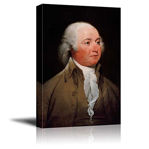 wall26 - Portrait of John Adams by John Trumbull (2nd President of The United States) - American Presidents Series - Canvas Wall Art Gallery Wrap Ready to Hang - 12x18 inches