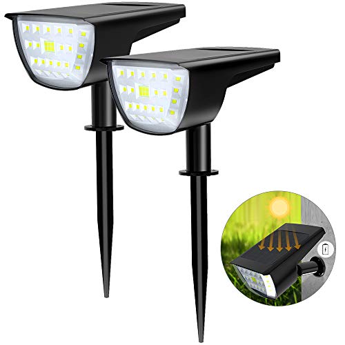 WAKYME 32 LED Solar Landscape Spotlight, 2-in-1 Solar Wall Light IP67 Waterproof Solar
