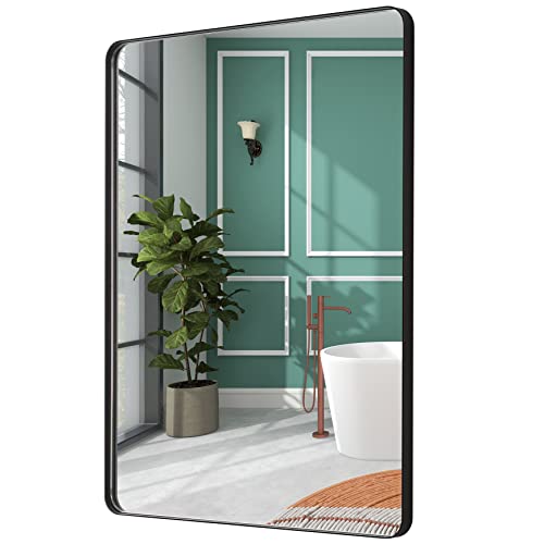 FRALIMK Bathroom Mirror for Wall Rectangle Vanity Mirror for Bedroom, Entryway, Living Room, Black Metal Framed, Horizontal Vertical