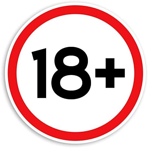 2 x 10cm 18+ Eighteen Only Vinyl Stickers - Warning Adult Sign Sticker ...