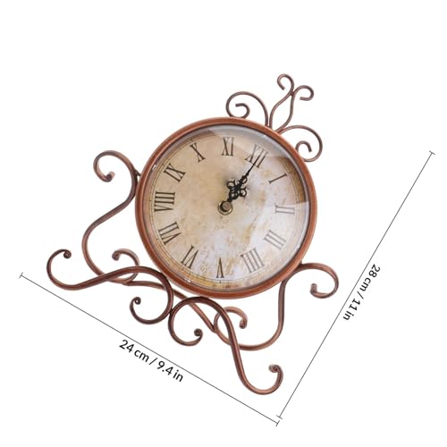 Reloj de mesa retro vintage de hierro silencioso color café 3