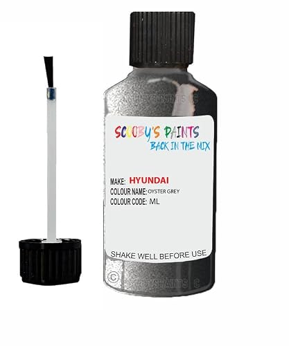 Scoobys Paints Back In The Mix Oyster Grey Touch Up Paint For Hyundai I10 Ml 2008-2011 30Ml Bottle Brush Scratch Stone Chip Repair Pen