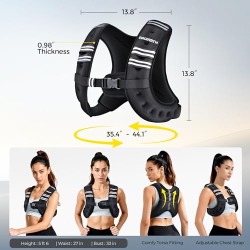 Image of PACEARTH Weighted Vest,6lb /8lb /10lb /12lb /16lb /20lb /25lb /30lb Weight Vest with Reflective Stripe, Body Weight Vests for Women, Men, Weight Loss Workout, Strength Training, Running, Walking, Jogging