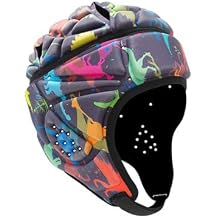 Soft Shell Protective Headgear 7 V 7 Rugby Headguards Padding Padded Helmet Goalkeeper Adjustable Soccer Goalie Helmet Support Rugby Flag Football Helmet for Children Dinosaur,One Size