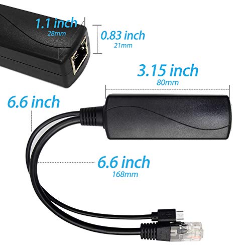 Image of REVOTECH PoE Splitter Micro USB 5V 2.4A 10 /100 /1000Mbps IP Camera CCTV Adapter (USB0502G Black)