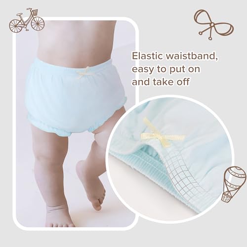 Höschen Packung mit 4 Baby Unterwäsche Kleinkinder Windelhosen Unterwäsch, Komfort Elegant Uni-Farbe mit Prinzessin Rüschen Unterhose Unterwäsche für Baby Mädchen