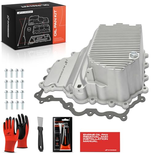 A-Premium Upgraded Aluminum Engine Oil Pan w/Plug, Gasket & Bolts, Fit for Ford F150 2016-2017 3.5L, F150 2018 3.3L 3.5L, Expedition 2017-2018 3.5L & Lincoln Navigator 2017-2018 3.5L - HL3Z-6675-A