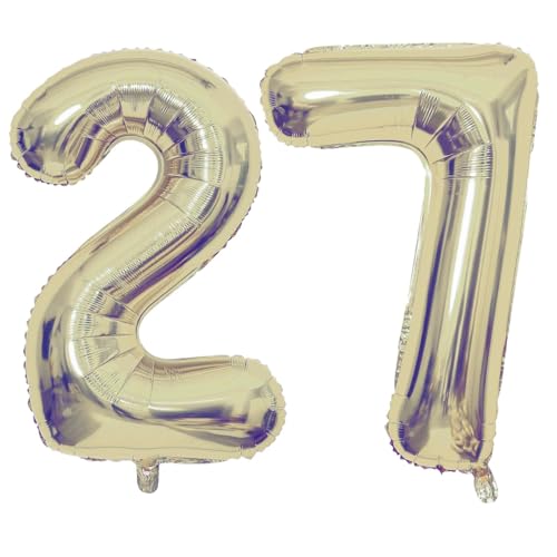 40 Inch Champagne Gold 27 Number Balloons Giant 27 Balloons Champagne Gold Birthday 27 Balloons 27th Birthday Anniversary Events Party Decorations Supplies