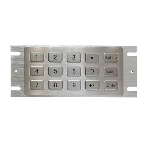 15-Key Rugged Stainless Steel Numeric Keypad for Industrial Kiosks Payphones and Vending Machines(PS2,Layout 4)