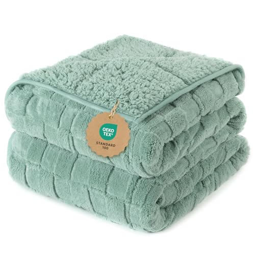 Kivik 20lbs Weighted Blanket for Adults, Checkered Fleece & Sherpa, 60"x80"