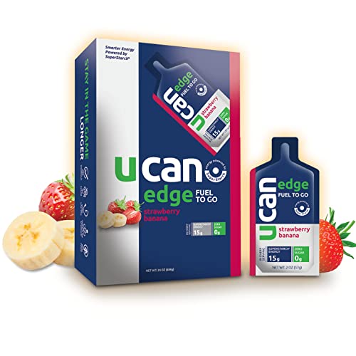 Ucan Edge Energy Gel Shots, Strawberry Banana (12, 2 Ounce Packets) For Running, Training, Workouts, Fitness, Cycling, Crossfit | Sugar-Free, Vegan, & Keto Friendly Energy Supplement #TOP23