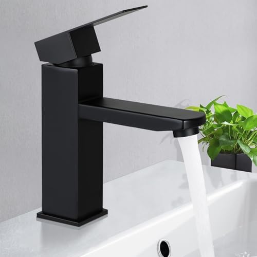 Laittiin Wasserhahn Badezimmer Schwarz Waschbeckenarmatur - | Waschtischarmatur Armatur Waschbecken Mischbatterie Warm Kaltwasserhahn Einhebelmischer Hochdruck Edelstahl Chrom Bad