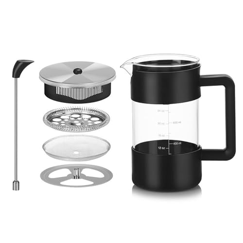 Caffettiera manuale da 963,9 g, caraffa in borosilicato, filtro a doppio schermo, portatile per campeggio, cucina o uso in viaggio, caffettiera riutilizzabile per una ricca estrazione