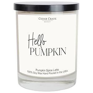 Fall Candles | Hello Pumpkin | Pumpkin Candle | Pumpkin Spice Candles for Home | Autumn Candles Scents for Women | Fall Home Decor | Fall Kitchen Bathroom Decor | Cozy Warm Spice Gifts | Made in USA