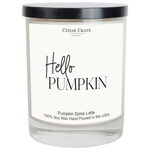 Fall Candles | Hello Pumpkin | Pumpkin Candle | Pumpkin Spice Candles for Home | Autumn Candles Scents for Women | Fall Home Decor | Fall Kitchen Bathroom Decor | Cozy Warm Spice Gifts | Made in USA